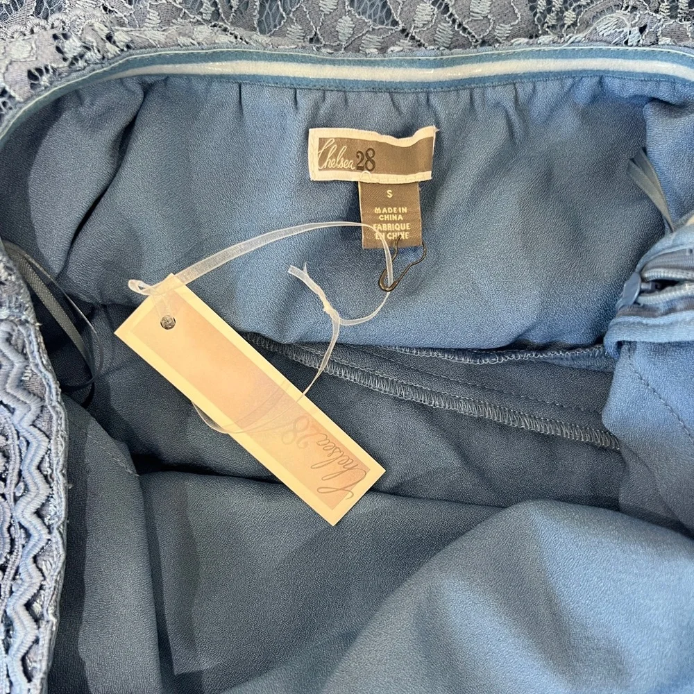 NWT Chelsea 28 Blue Asymmetrical Lace Dress - Picture 4 of 6